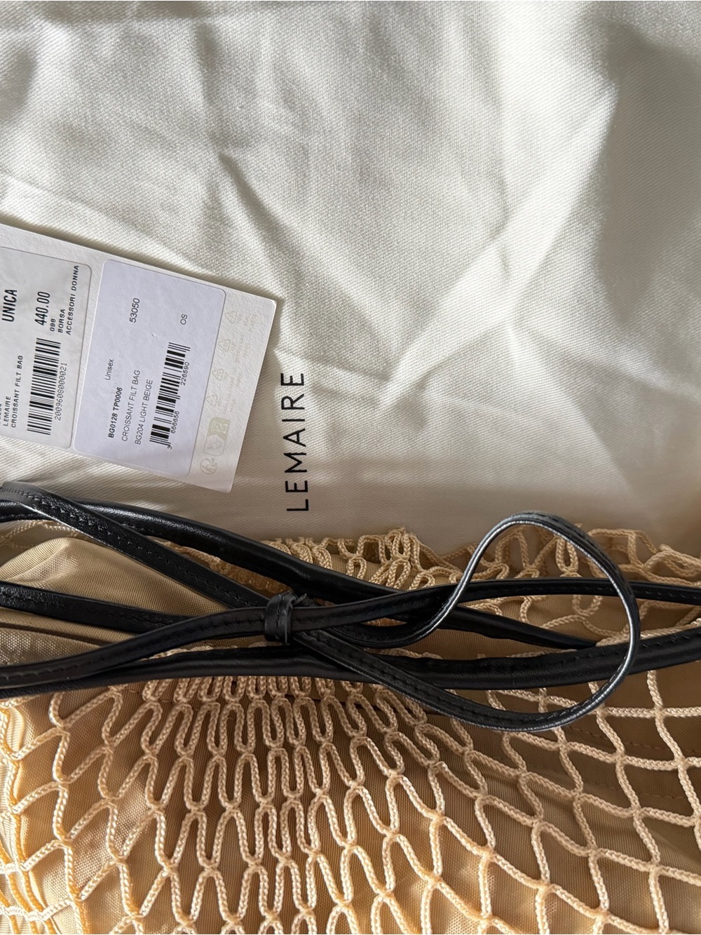 LEMAIRE CROISSANT FILT Bag with Black Trim and Bow - Picture 3 of 6